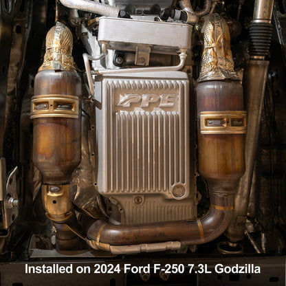 10R140 Deep Transmission Pan SuperDuty Gas 20-25 - Step Bottom - Brushed Pacific Performance Engineering